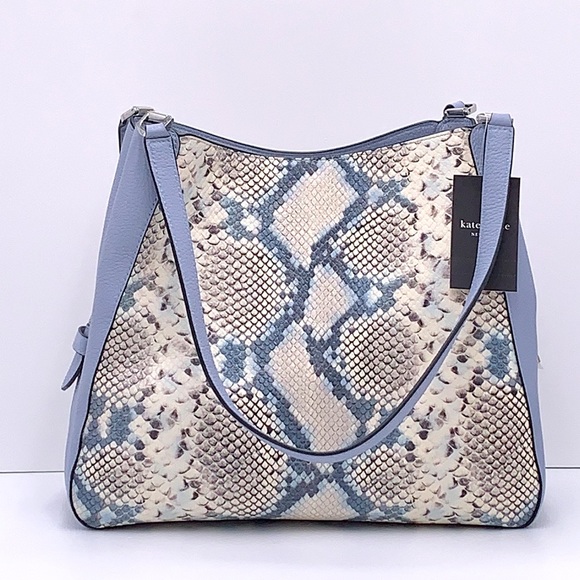 Leila Snake Embossed Medium Triple
Compartment Shoulder Bag Muted Blue
Multi - Picture 6 of 15